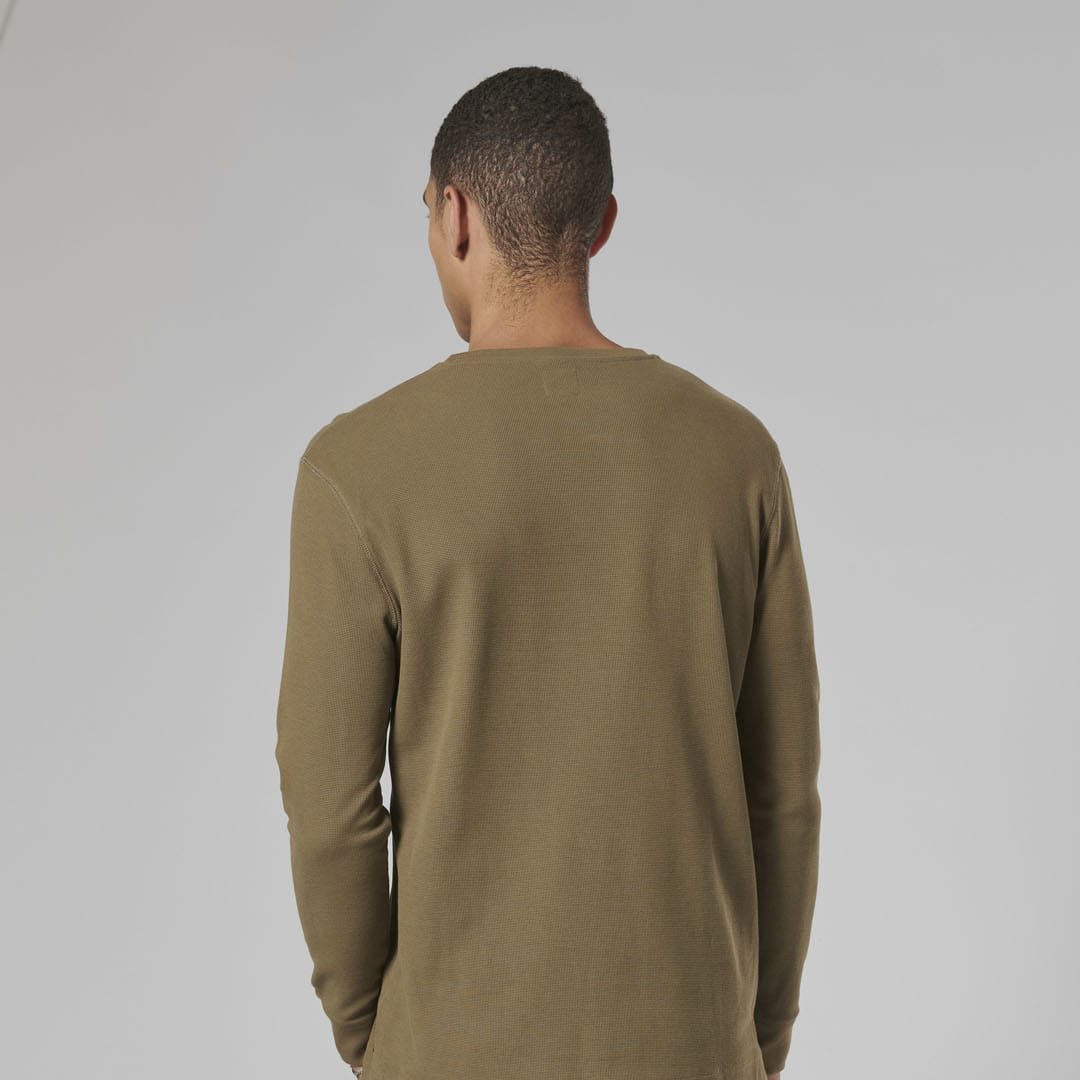 Triumph Mens Bettmann Khaki Long Sleeved Waffle Top - Image 7